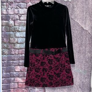 Knitworks Black Red Rose Party Holiday Occasion Girls Dress Size Large